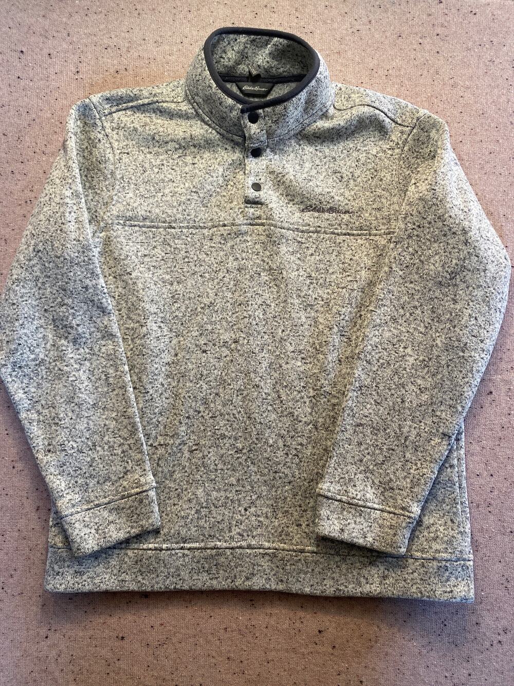 Eddie Bauer Sweatshirt Fleece Men's Large Snap Radiator Mock Neck Sweater